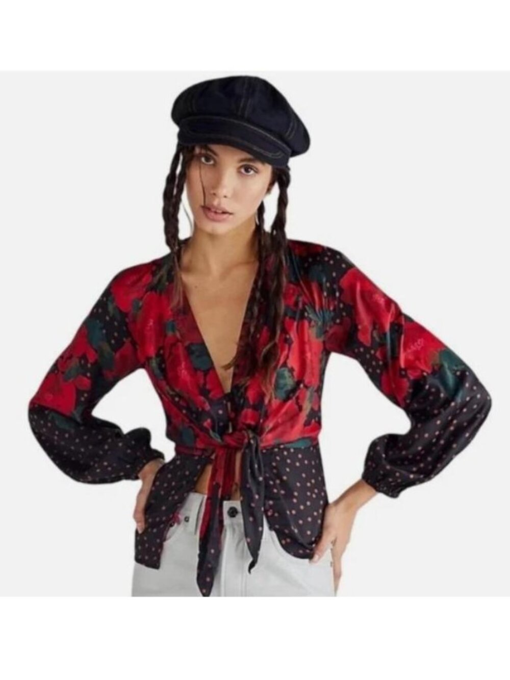 FREE PEOPLE Run Free Blouse Floral Button Down Size S NWT
